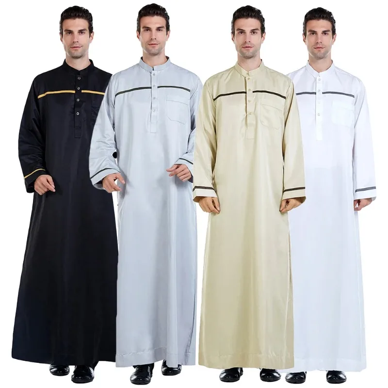 

Men Saudi Arab Men Robe Dishdasha Thoub Muslim Clothing Long Sleeve Kaftan Abaya Dubai Middle East Islamic Jubba Thobe Dress New