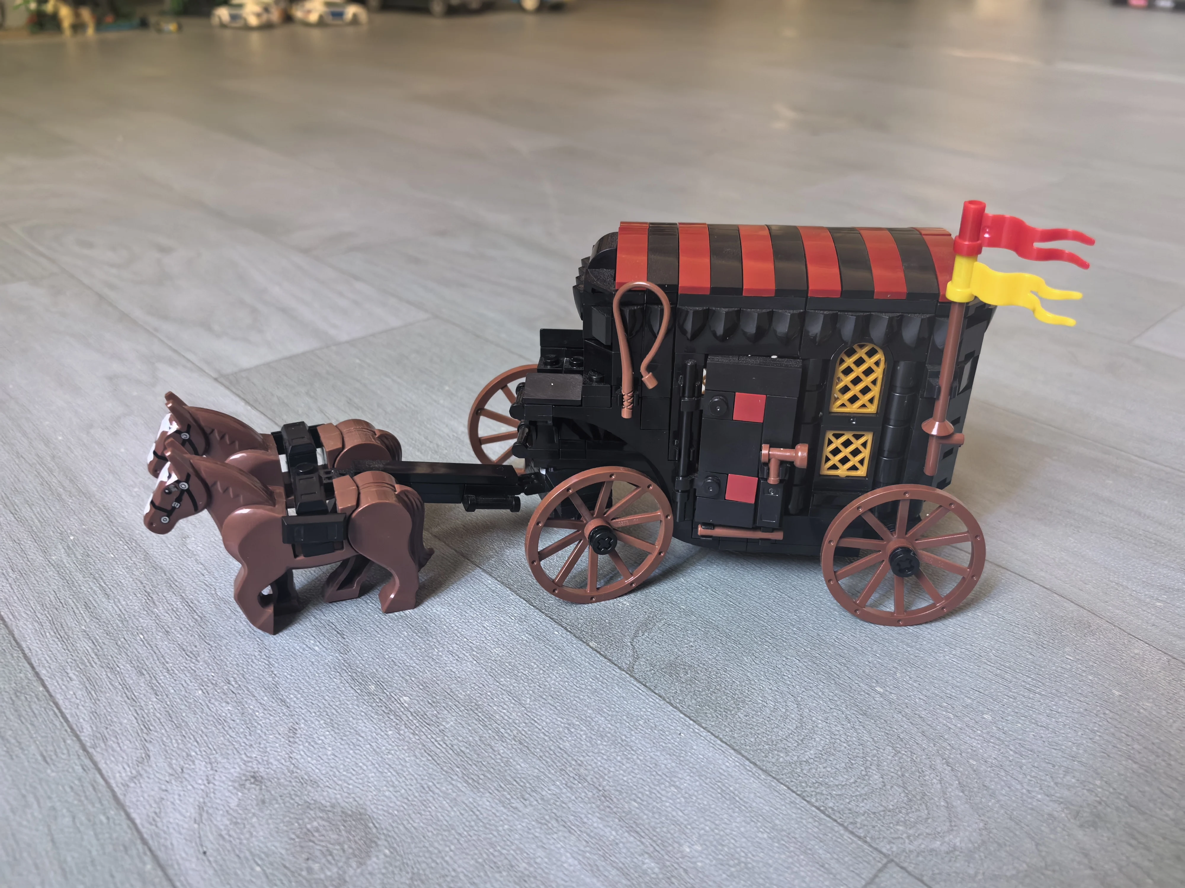 309PCS 중국산 빌딩 블록 카트 MOC 중세 사자와 기사 마차 조립 빌딩 블..
