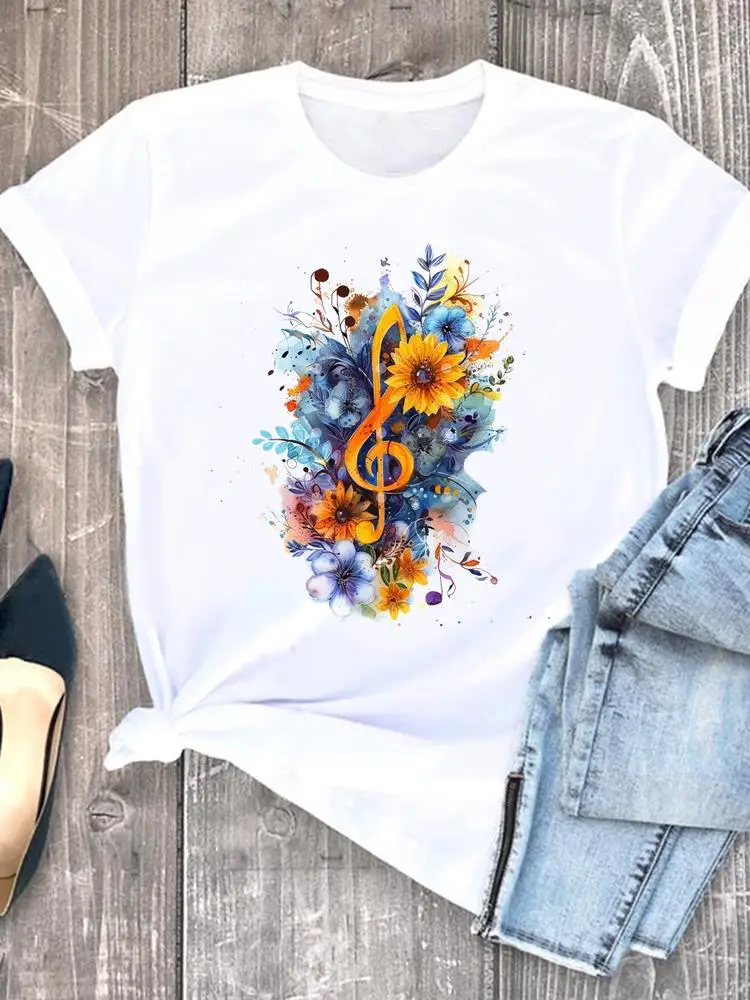 Women Clothing Trend Cute 90s Fashion White Tee Clothes Print Womens Casual Ladies Graphic T Short Sleeve O-neck T-shirts