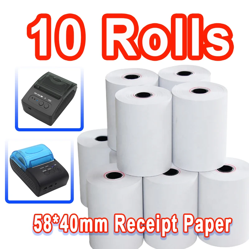 Thermal Receipt Paper Rolls Thermal Cash Register Paper For Mini Bluetooth POS Printer 10Rolls