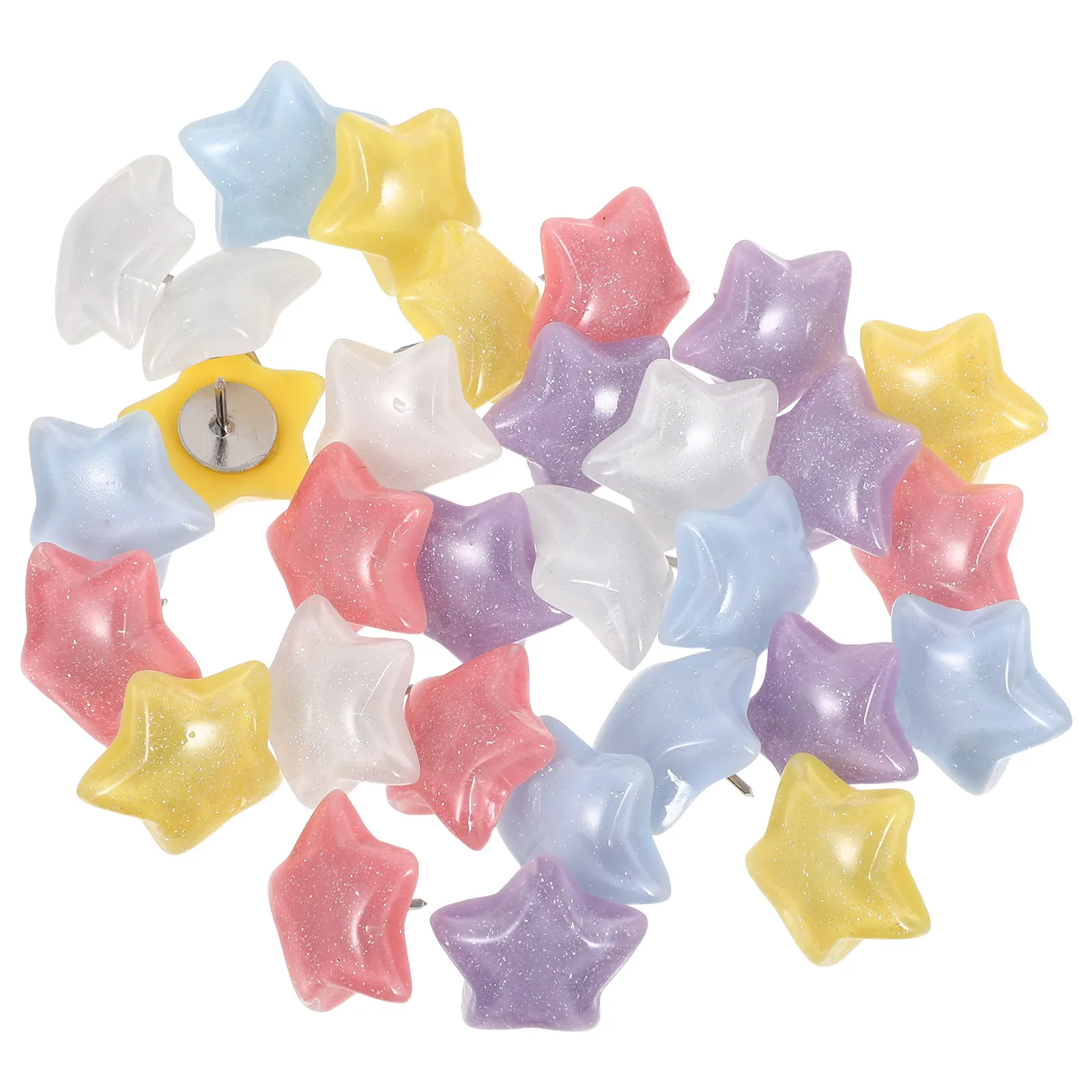 30Pcs 별 모양의 엄지 손가락 못 다양한 색상의 장 푸시 핀 코르크 게시판 메모 보드 사무실 교실 벽걸이용