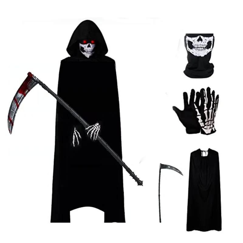Cosplay Costume Halloween Cloak Costume Halloween Grim Reaper Black Cloak