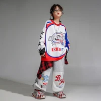 Ensemble de vêtements pour enfants, garçons et filles, style K-pop, pull oversize, pantalon cargo, streetwear hip hop, vêtements de jazz, costume de danse 2
