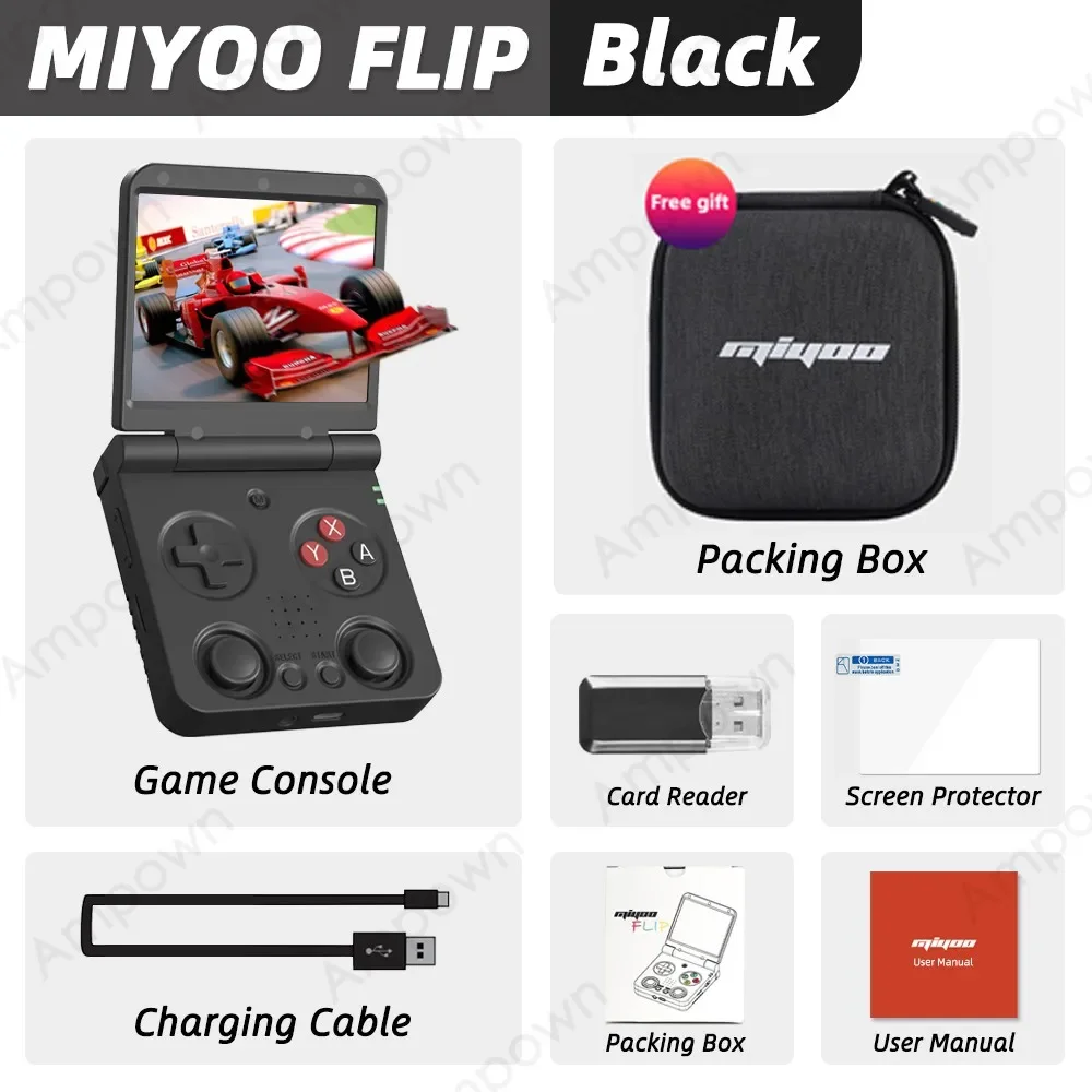 MIYOO FLIP V2 Handheld Game Players 3.5” IPS Screen Linux System Onion OS Video