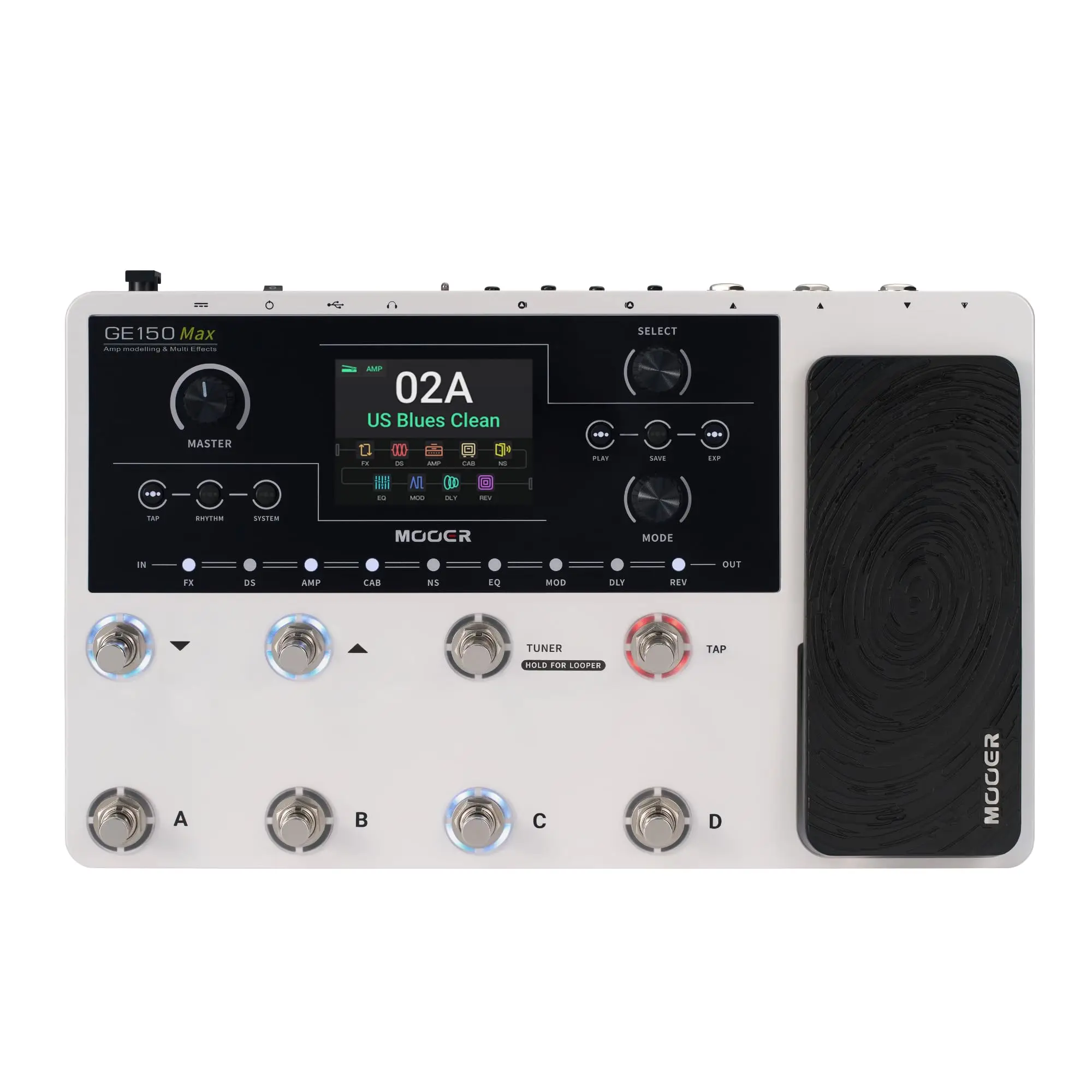 MOOER GE150 MAX Guitar Multi Effects Processor 55 Amp Models 8 Footswitches 3.5" Color LCD Drum Machine Looper for Electric