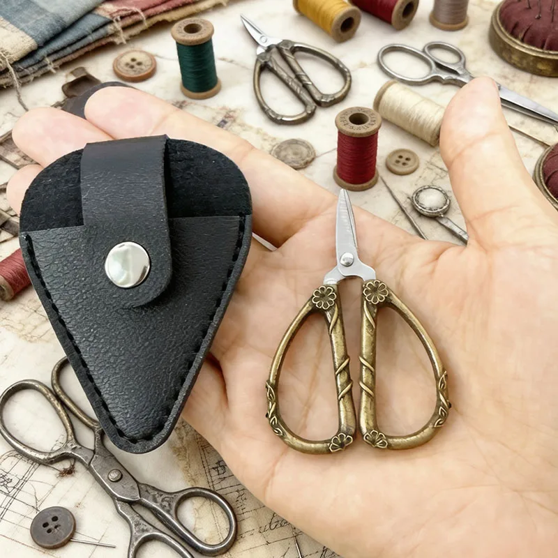 미니 빈티지 가위 스테인리스 스틸 DIY 바느질 용품 미술 작업 자수 공예 가..