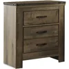 Trinell Rustic 2 Drawer Nightstand with USB Charging Stations - 29.65" Tall in Warm Brown 1