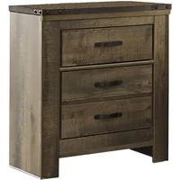 Trinell Rustic 2 Drawer Nightstand with USB Charging Stations - 29.65" Tall in Warm Brown 1