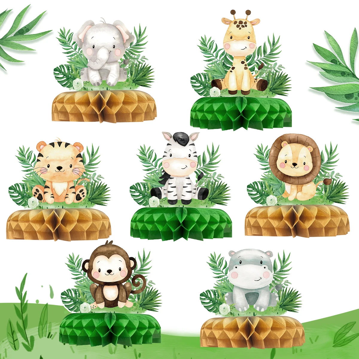 Jungle-Animals-Honeycomb-Desktop-DecorJungle-Theme-Birthday-Party-Decor ...