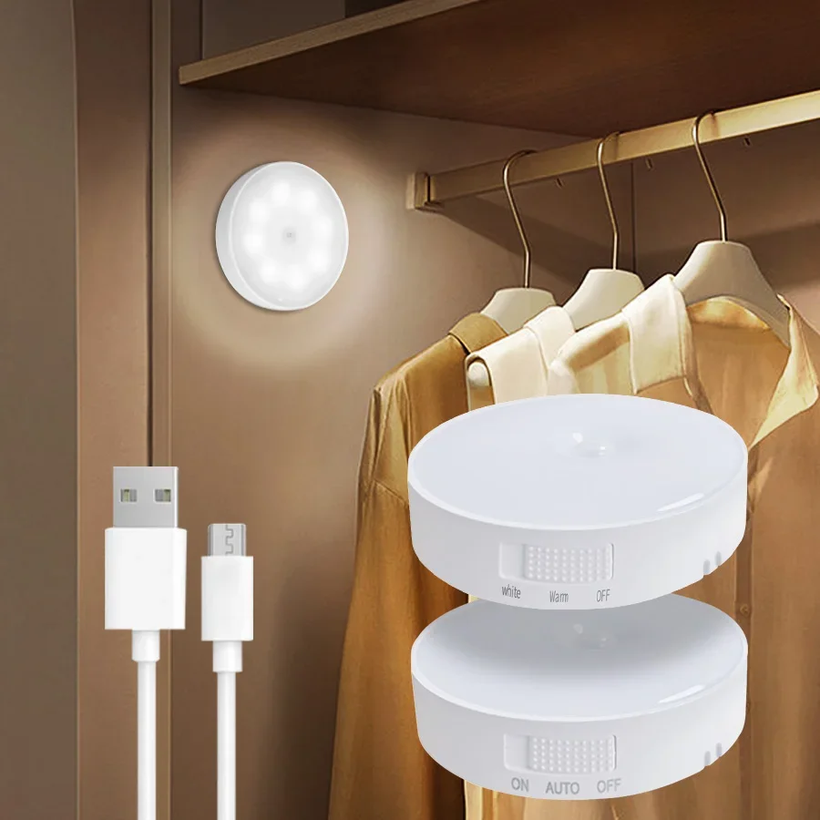 Under Cabinet Light Rechargeable LED Under Cabinet Lights Motion Sensor Night Light Smart Lamp Stairs Closet Wardrobe Kitchen Light Bedroom Decor