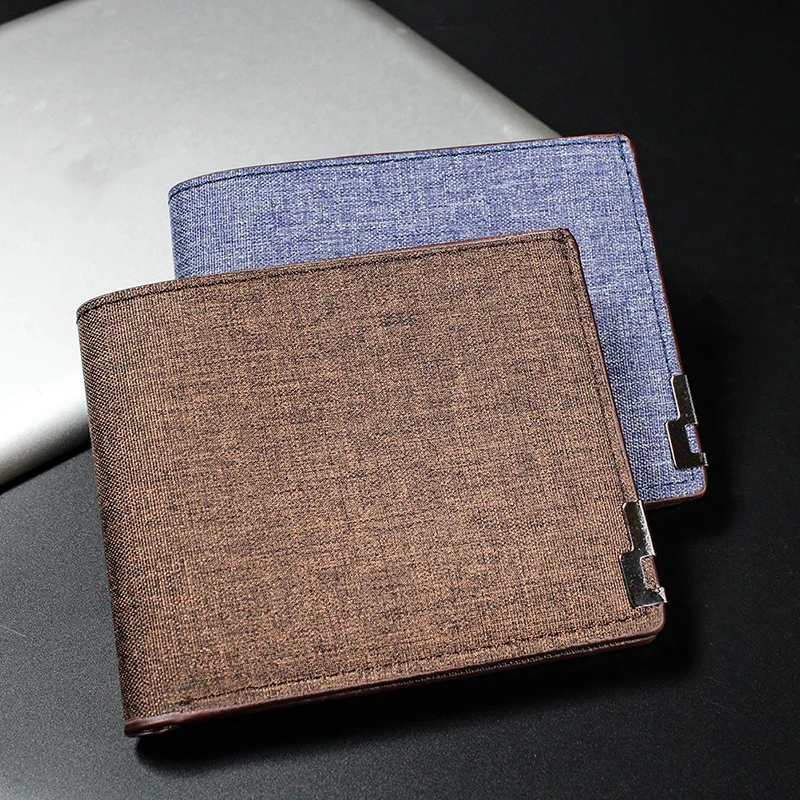 Denim Leather Slim Wallet with Coin Purse and Card Holder