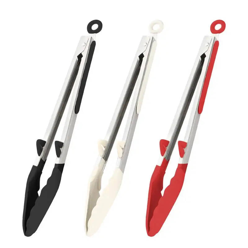 

BBQ Tongs Stainless Steel Tongs With Silicone Tip Grill Food Tongs Heat Resistant For Salad Grilling Locking Grilling Tongs