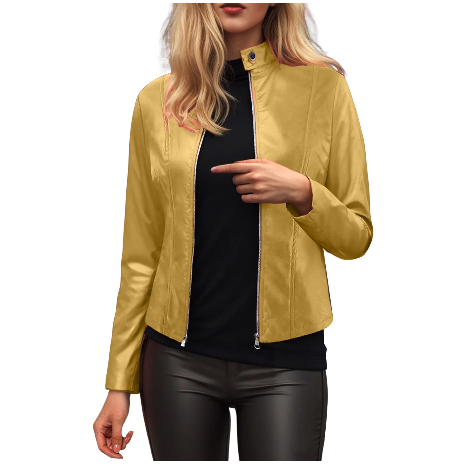 Women’s Slim Fit Faux Leather Moto Jacket