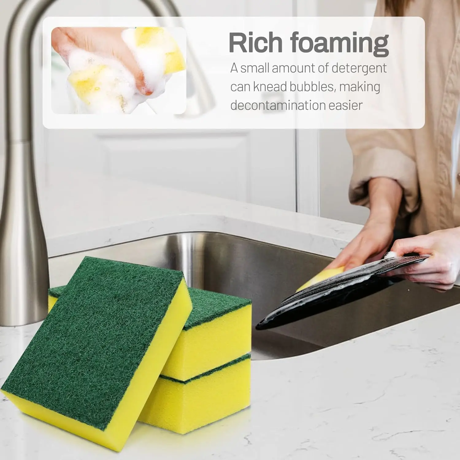 80/50pcs Highly Absorbent Cleaning Sponges Individually wrapped Pot Rust StainSponge Brush Kitchen House holdhotel apartment 3