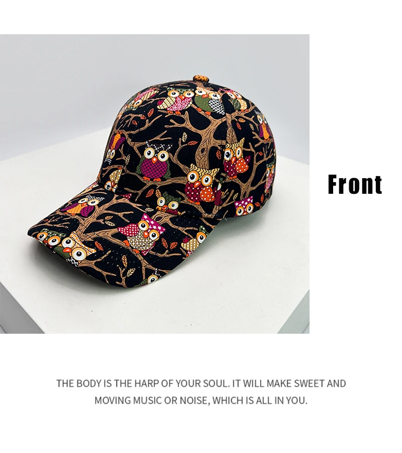 Neue Unisex Britischen Stil Gedruckt Eule Baseball Hüte Atmungsaktive Sonnenschirm Persönliche Vielseitige Straße Snapback Caps Casual Mode – Detail 8