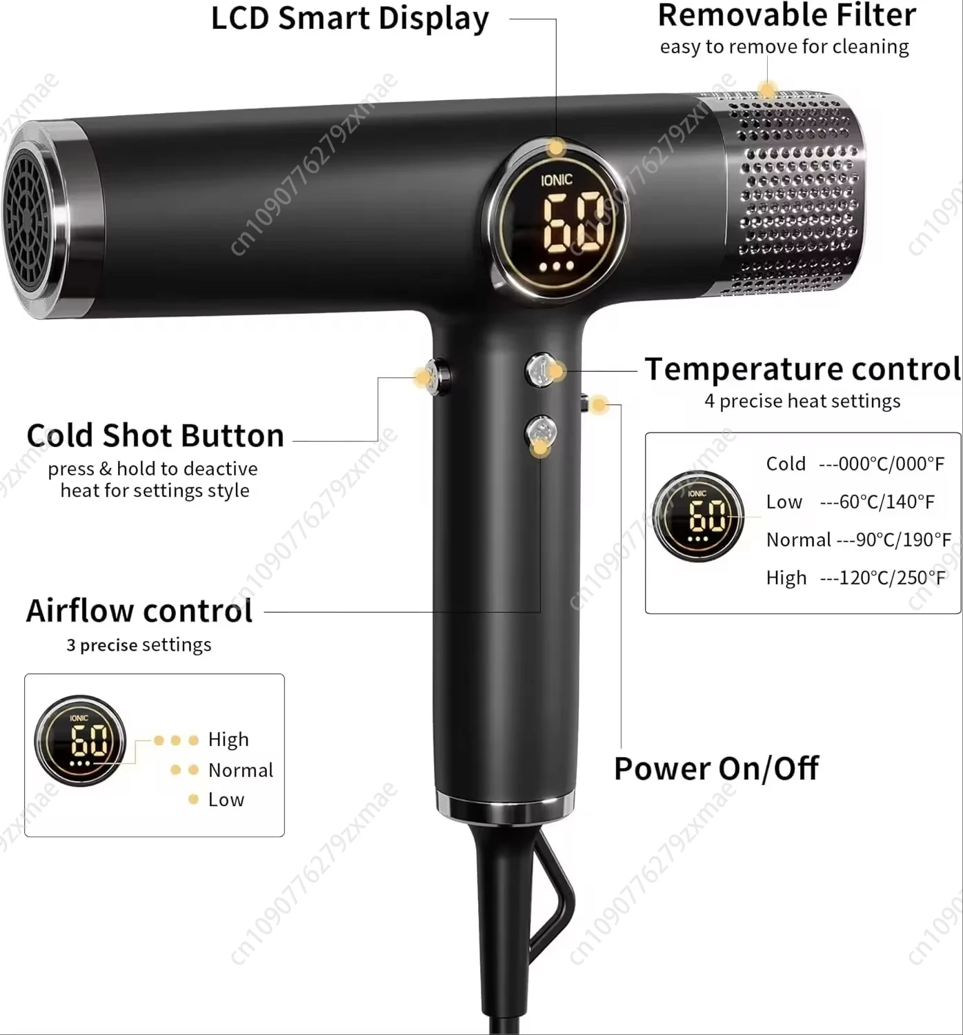 1800W High Power Brushless Salon/Barber Hair Blower Dryer Motor High Speed Negative Ion Hair Dryer Styling Tools