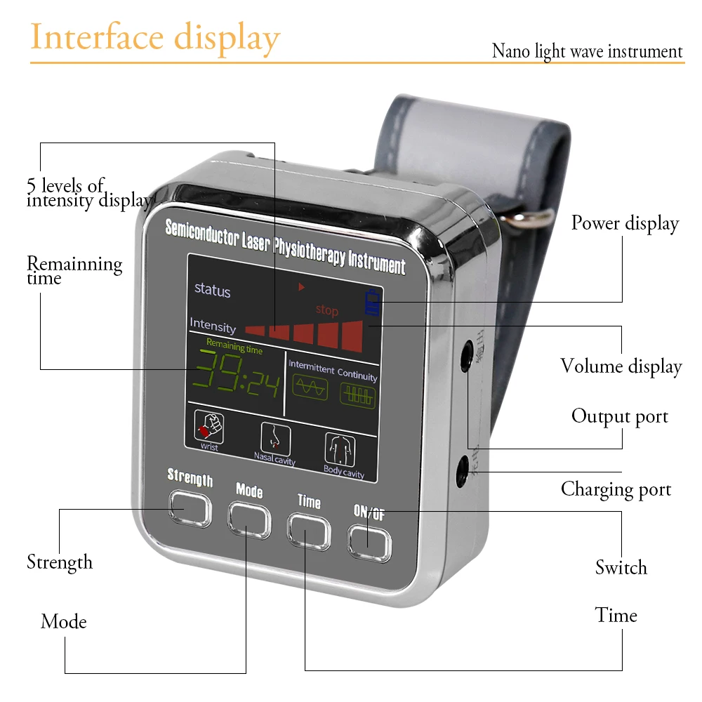 Laser Therapy Blood Irradiation Acupuncture Watch with 12-Hole Design and 650nm Technology