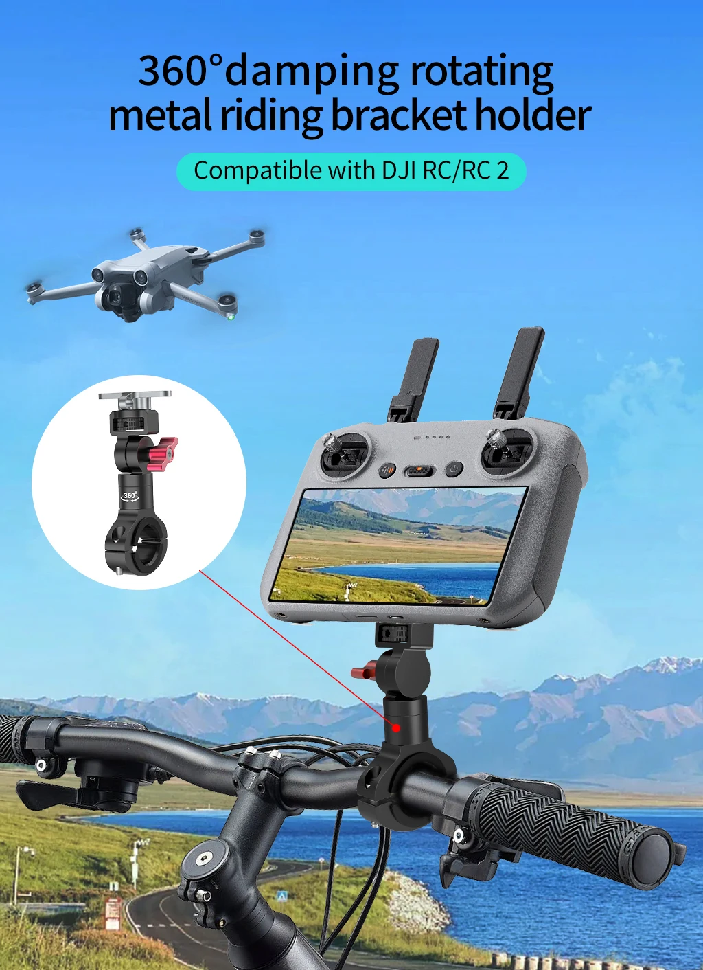 Drone Remote Control Bike Bracket Stand Mount for  Mavic Air 2 Bicycle Handlebar