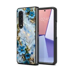 Luxury Flower Marble Shockproof Phone Cover - Hard PC Premium Case for Galaxy ZFold4 5G (UUAUA01)