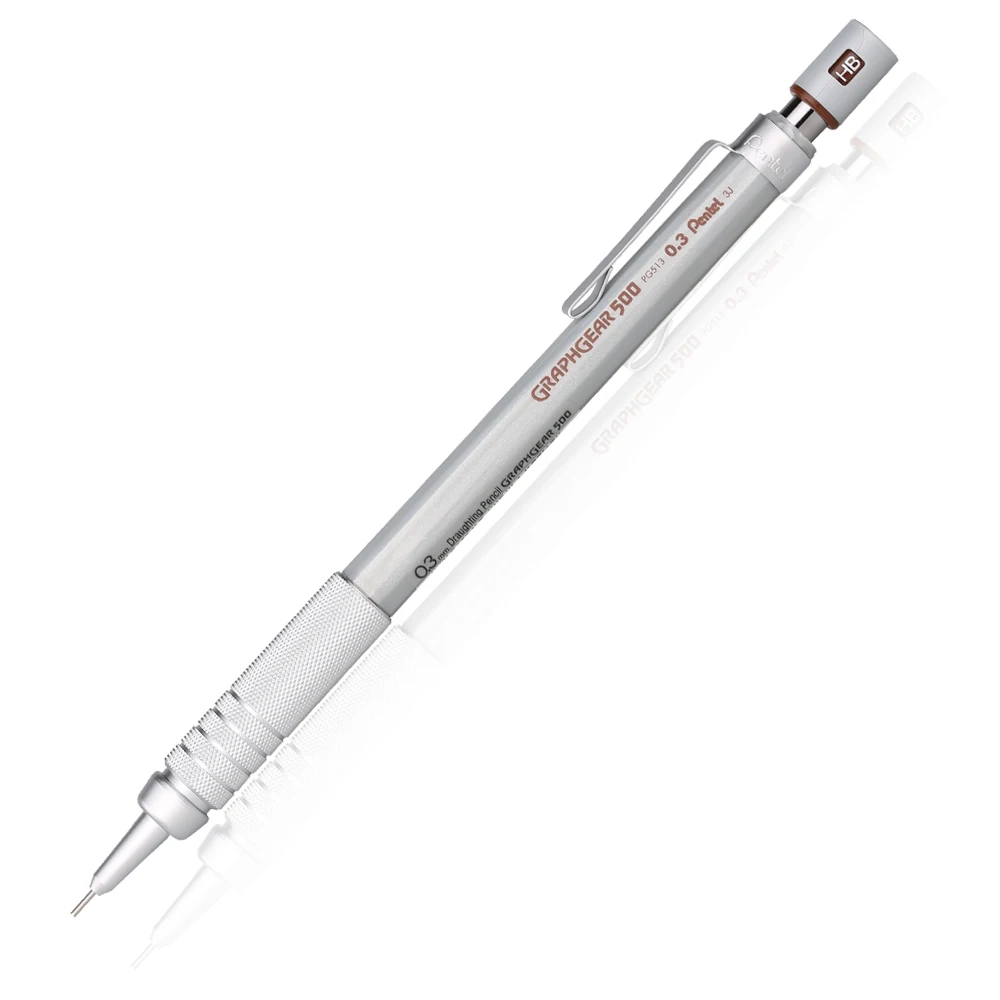 Silver Body PG517 Pentel Mechanical Pencil Graphgear 500  0.7mm 