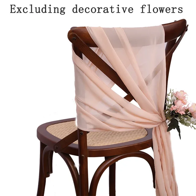 Ceinturage de Chaise en Mousseline de Soie Rose, Housses de Chaises de Mariage, Rubans pour ixd'Anniversaire, Cérémonie PréChristophe, Décor d'Allée, 17x275cm, 12 Pièces 4