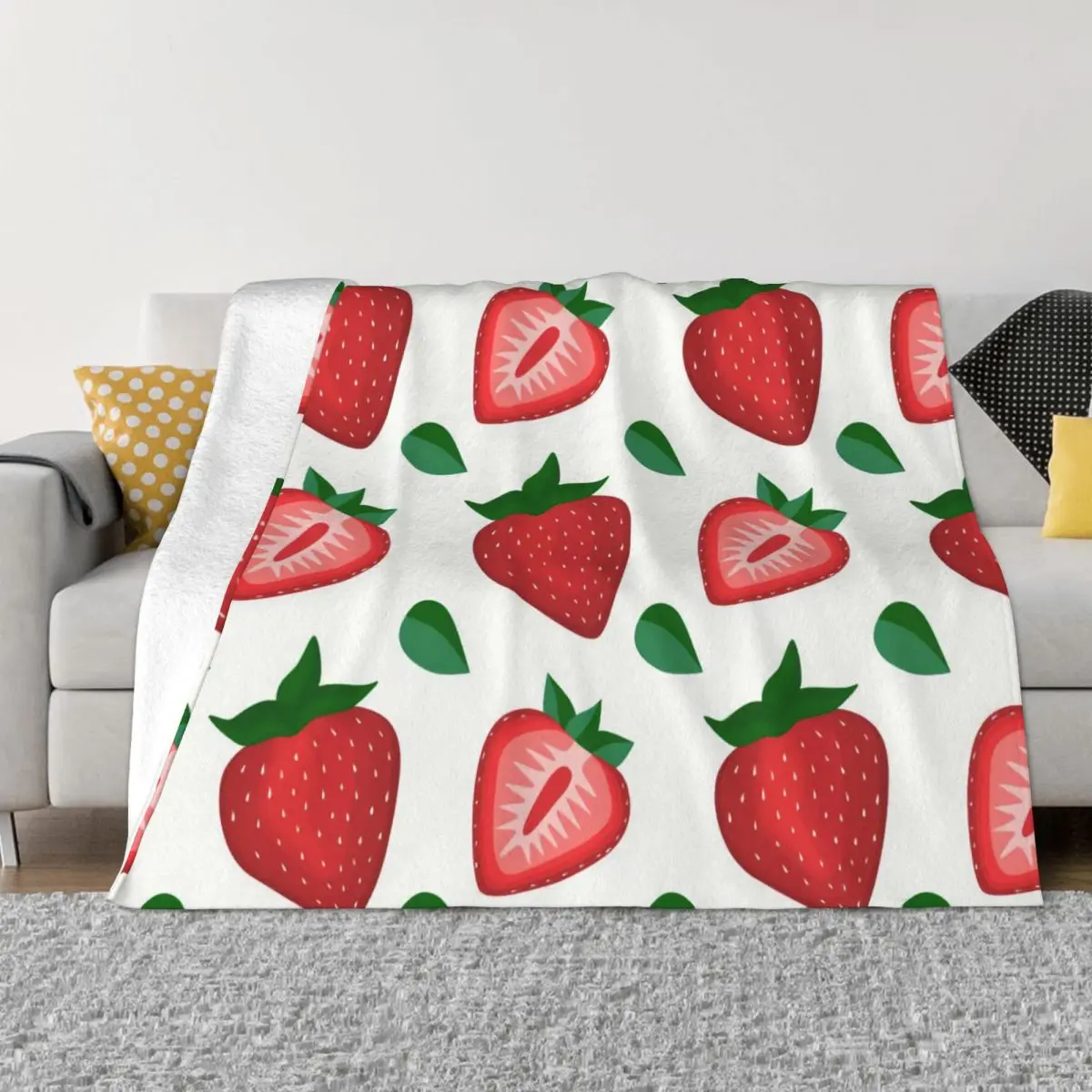 

Strawberry Pink Cute Plaid Blanket Winter Warmth Sherpa Throw Blankets for Durable Long-Lasting Travel Camping