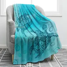 Sea Turtle Blanket Comfort Warmth Abstract Tortoise Blue Blanket for Couch Bed Chair Office Sofa