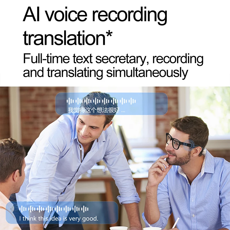 LIGE AI Smart Glasses 5MP Camera Video Recording Translation Sunglasses Voice Control Bluetooth Call Music Play Men Women 2025