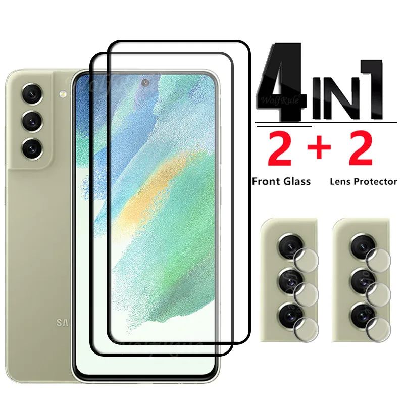 4 In 1 Per Samsung Galaxy S21 Fe Vetro Per Samsung S21 S20 Fe Pellicola Per Telefono Vetro Temperato Con Colla Completa Per Samsung S21 Fe Vetro Per L