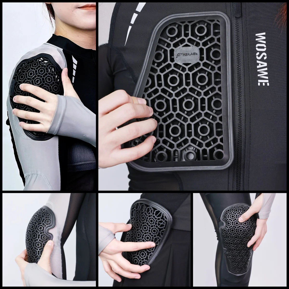 WOSAWE CE Motorcycle Protective Gear Insert Spine Back Protector Breathable Anti-fall Soft Armor Motorbike Bike Riding Pads