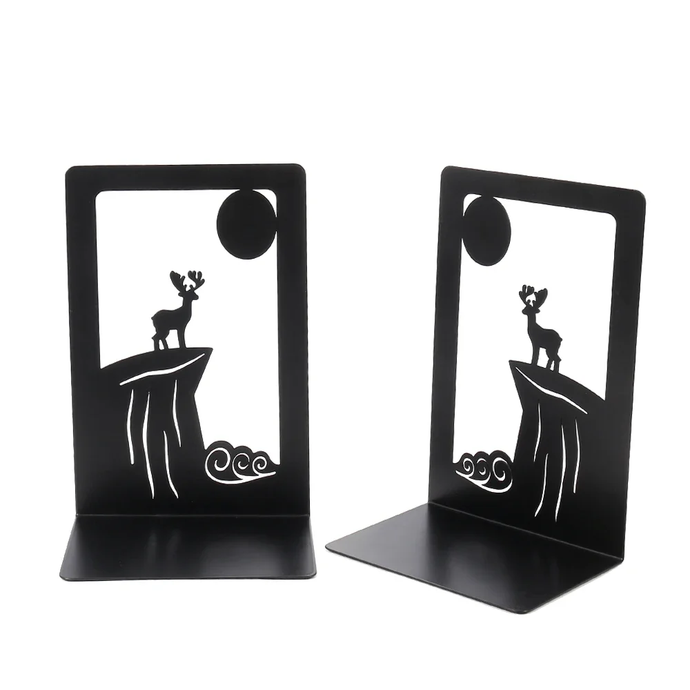 1Pair Elk Sunset Canyon Sea Book Ends Hollow Splendid Paysage Desktop Ornament Exquisite Study Decorate Retractable Bookends