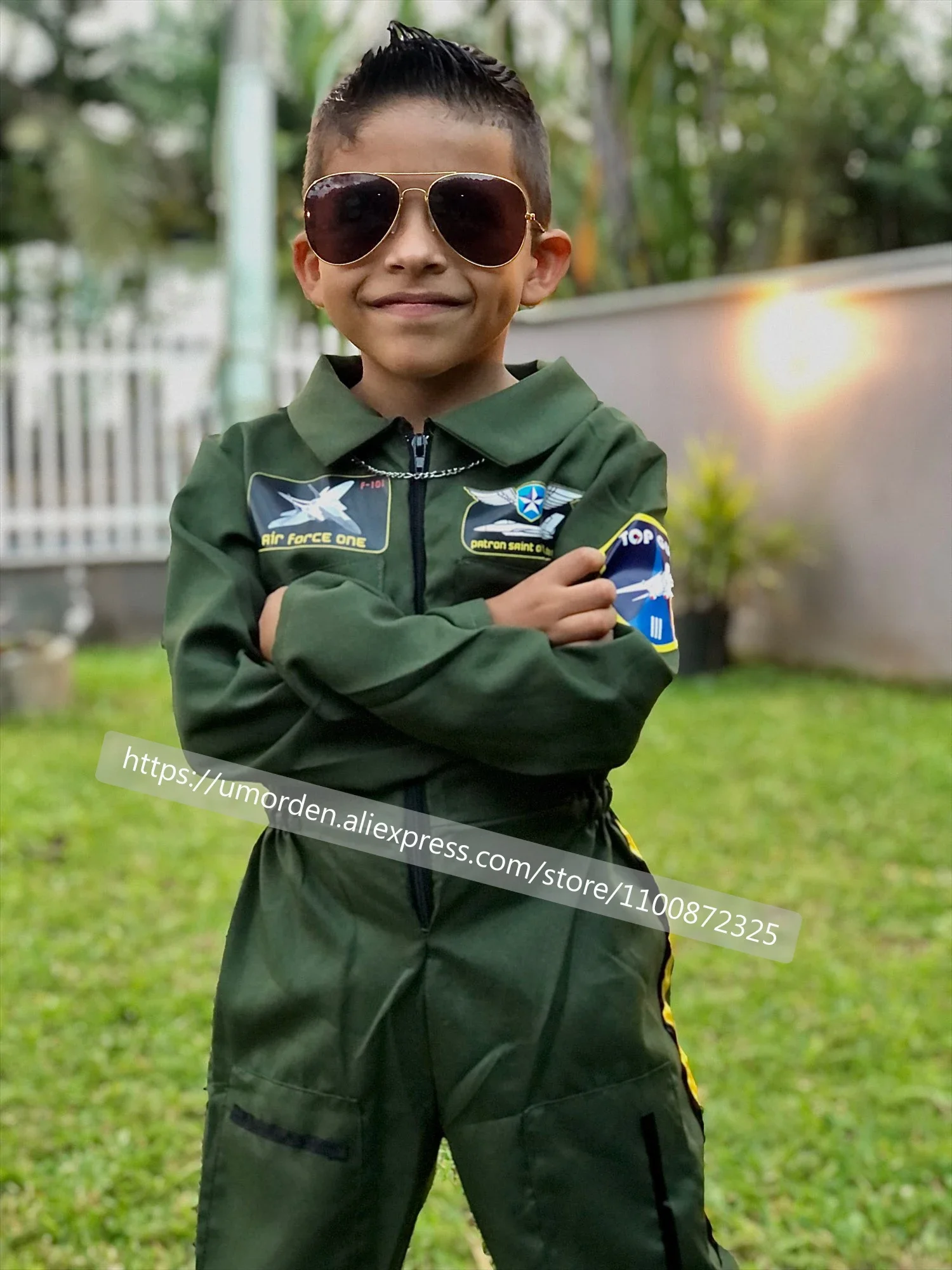 Umorden Fighter Pilot Costume for Kids Child Boys Air Force Airman Flight Suit Military Jumpsuit 4-6Y 6-8Y 8-10Y,cosplay jumpsuit,kids cosplay costume