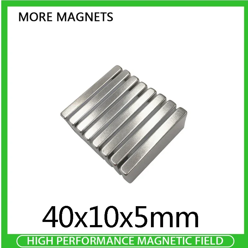 2-100PCS-40x10x5mm-Strong-Sheet-Rare-Earth-Magnet-NdFeB-Big-Rectangular ...