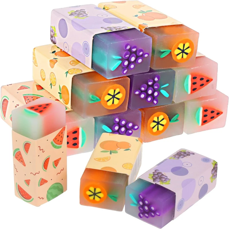 3 Pcs Cute Kawaii Creative fruit Eraser Rubber Stationery for Business Office School pencil eraser
