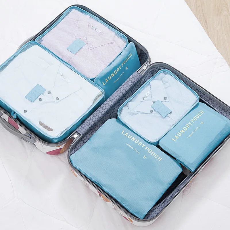 

6Pcs/Set Travel Clothes Storage Bag Waterproof Bags Portable Luggage Organizer Pouch Packing Hotel Storage Bag Travel Organizer