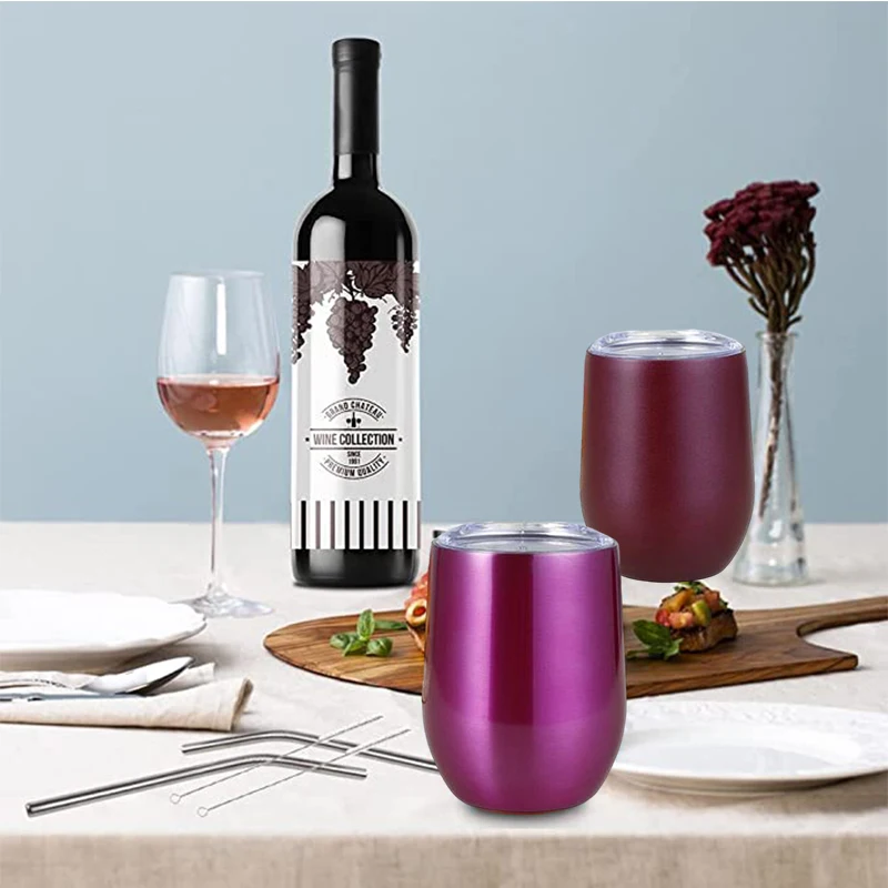 DOMICARE Stainless Steel Wine Tumbler Bulk with Lid, Personalized