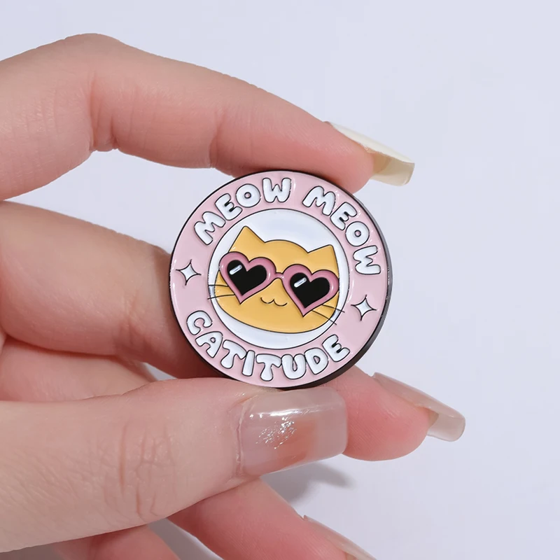 Cartoon brooch certified cat lady enamel pins custom meow catitud metal brooches lapel badges jewelry gift