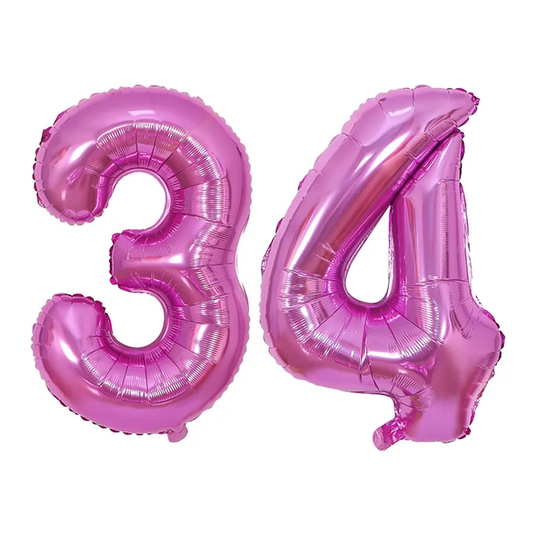 thumbnail image 1 of 2 globos de helio de 32 pulgadas, dorados, plateados, negros, azules y rosas, con números 34, 35, 36, 37, 38, 39 y 40, suministros de decoración para fiestas de feliz cumpleaños, 1 of 5
