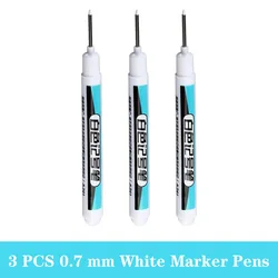 Versatile White Permanent Paint Marker Set - Pack of 3/5 for Creative Art Projects (3PCS 0.7mm)