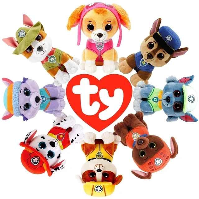 Ty Beanie Big Eyes PAW Patrol Dog Skye Marshall Rubble Chase Rocky Zuma Plush Toy Stuffed Puppy Doll Boy and Girl Birthday Gift 1