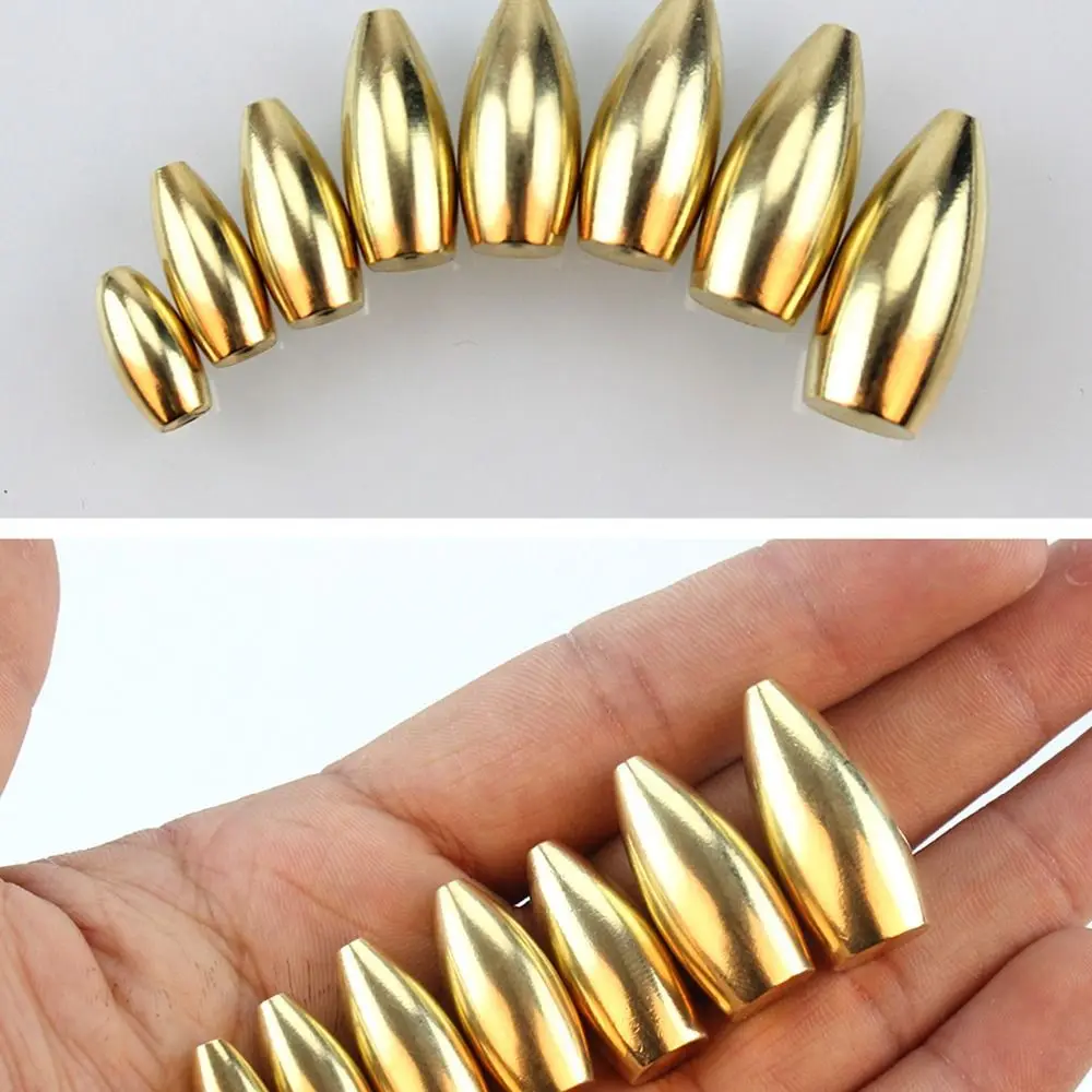 5pcs/lot Copper Lead Sinker Weights 3.5g,5g,7g,10g,12g,14g,17g,21gSharped Copper Fishing Accessories Fishing Tackle