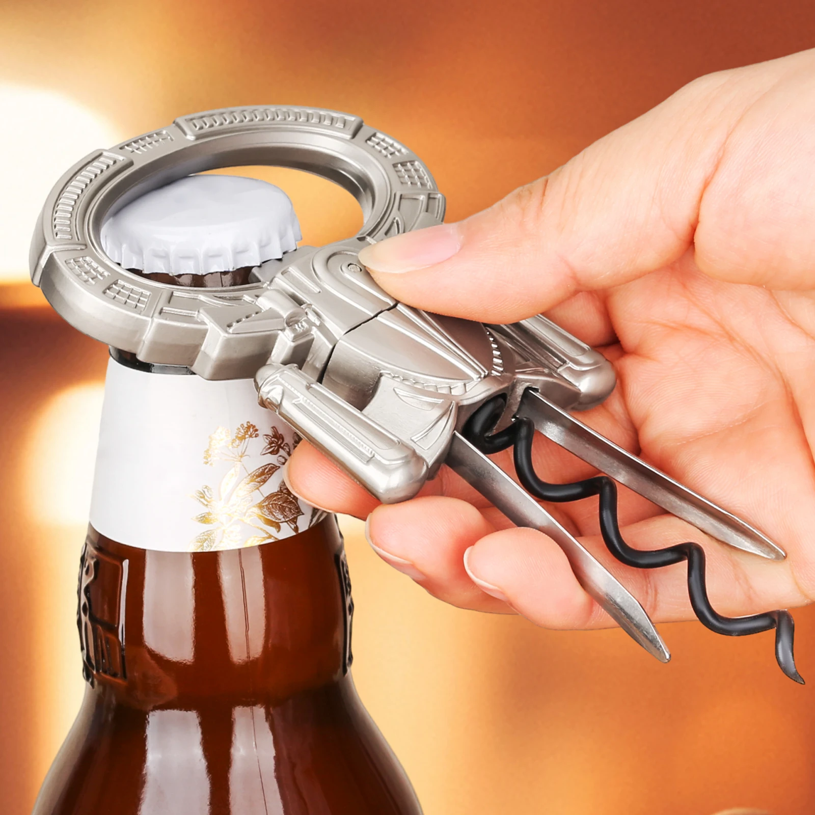 Can Opener Manual Multifunction Corkscrew Beer Bottle Opener Beer Bottle  Opener Can Opener (Pink)