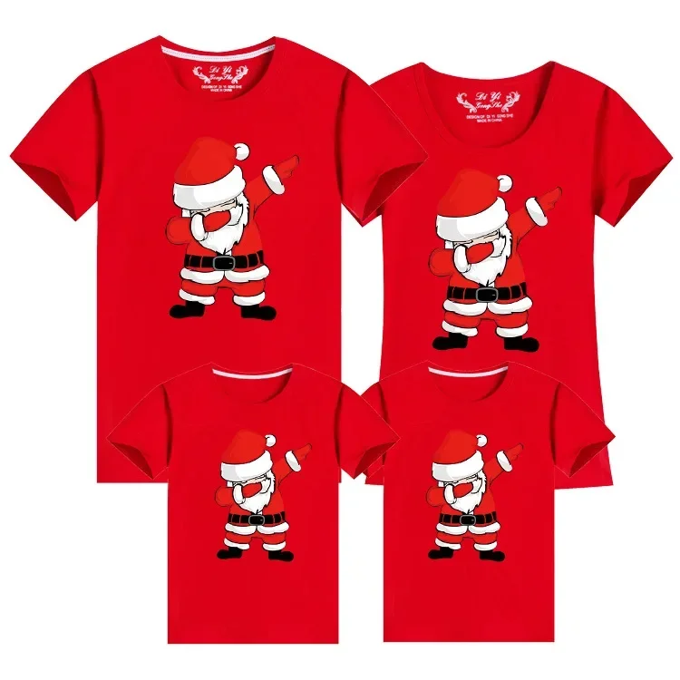 Camisetas para el día de Navidad, blusas con apariencia familiar, conjuntos a juego con estampados navideños, camisetas de algodón de manga corta, atuendos casuales para las fiestas