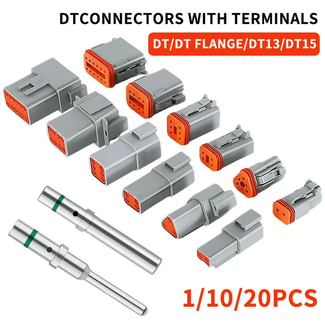 1/10/20 Sets DEUTSCH Connector DT/DTM/DTP/DT15/DT13 deutch connector male DT06-2S waterproof connector DT04-2P female plug 1