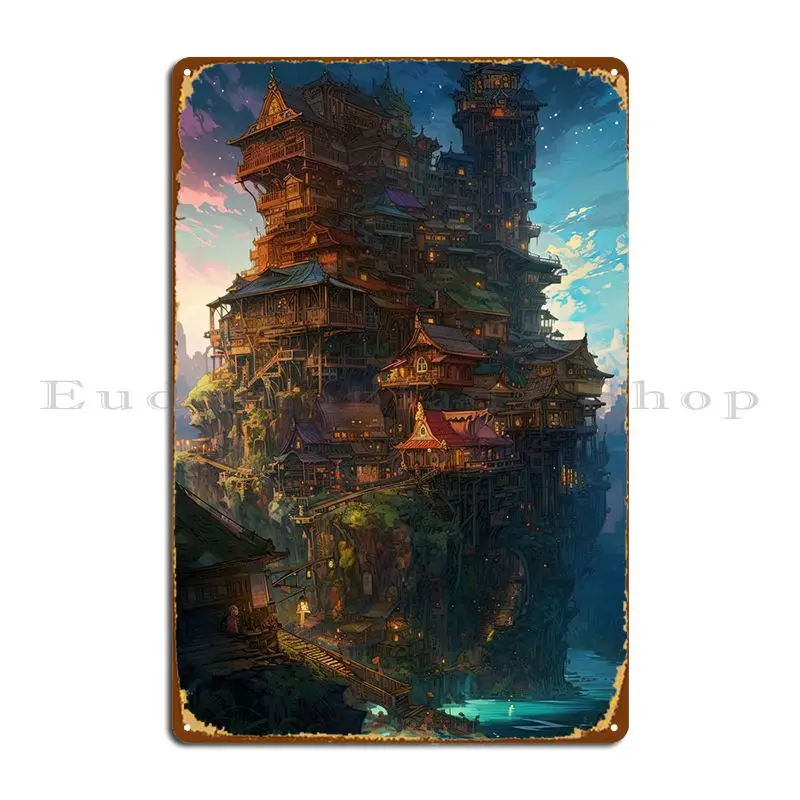 

Fantasy Fortress Metal Plaque Poster Club Poster Cinema Character Wall Decor Tin Sign Poster