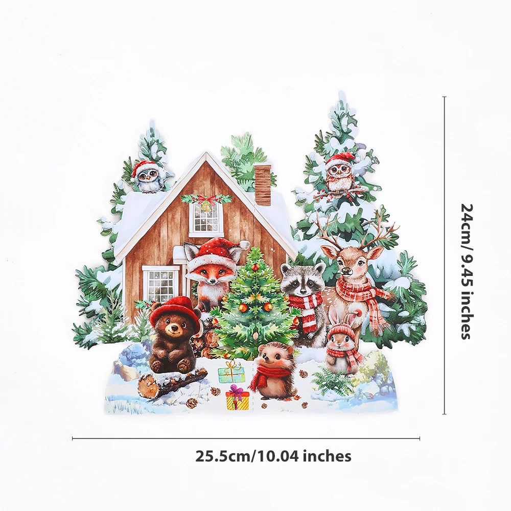 Animal Forest Themed Ornament Greeting Card, Christmas Greeting Card - Image 6