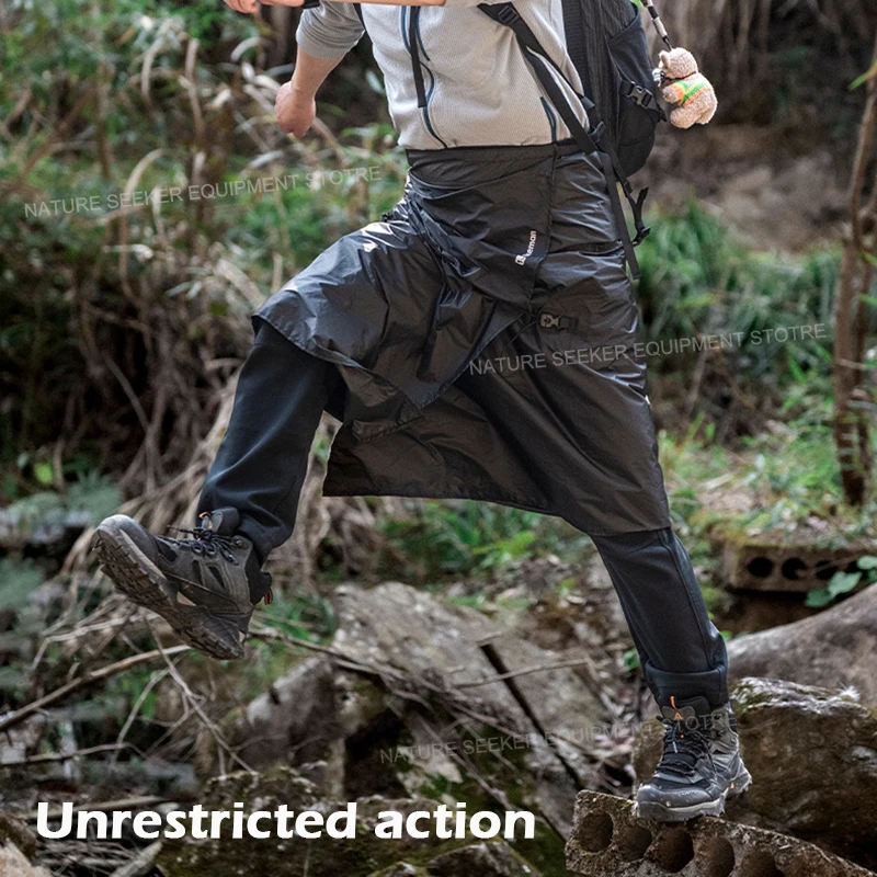 Hikeman Rain Skirt for Hiking Cycling 210T Rain Pants 136g Ultralight Waterproof Rain Poncho Split Raincoat Gear