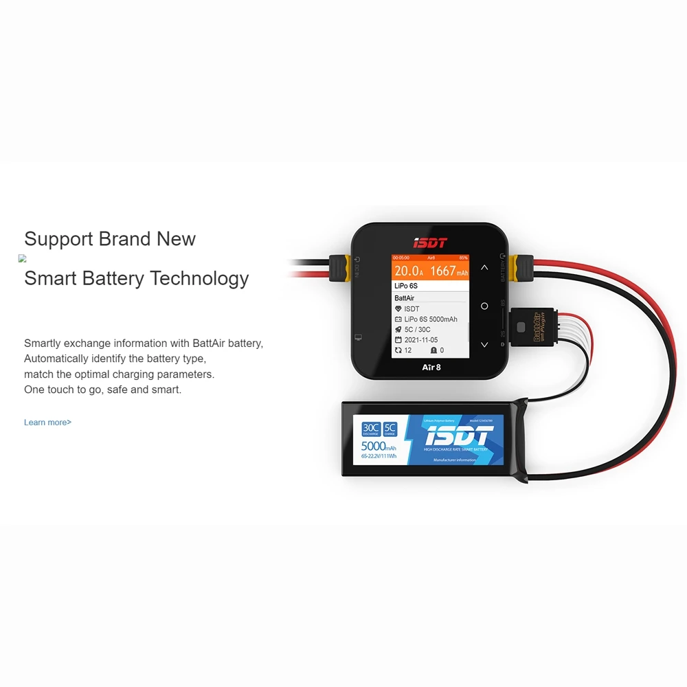 New ISDT Air8 Lipo power Balance Battery Charger Discharger 20A 500W DC 1-8S Li-Po Li-Hv Li-Ion Li-Fe NiMH Ni-Cd Pb thumbnail 2