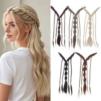 Parrucca Sintetica Intrecciata a Coda di Cavallo Bohemien 24 Pollici, Parrucca Lunga con Treccia a Forma di U, Clip BB, Posticcio Intrecciato Fatto a Mano