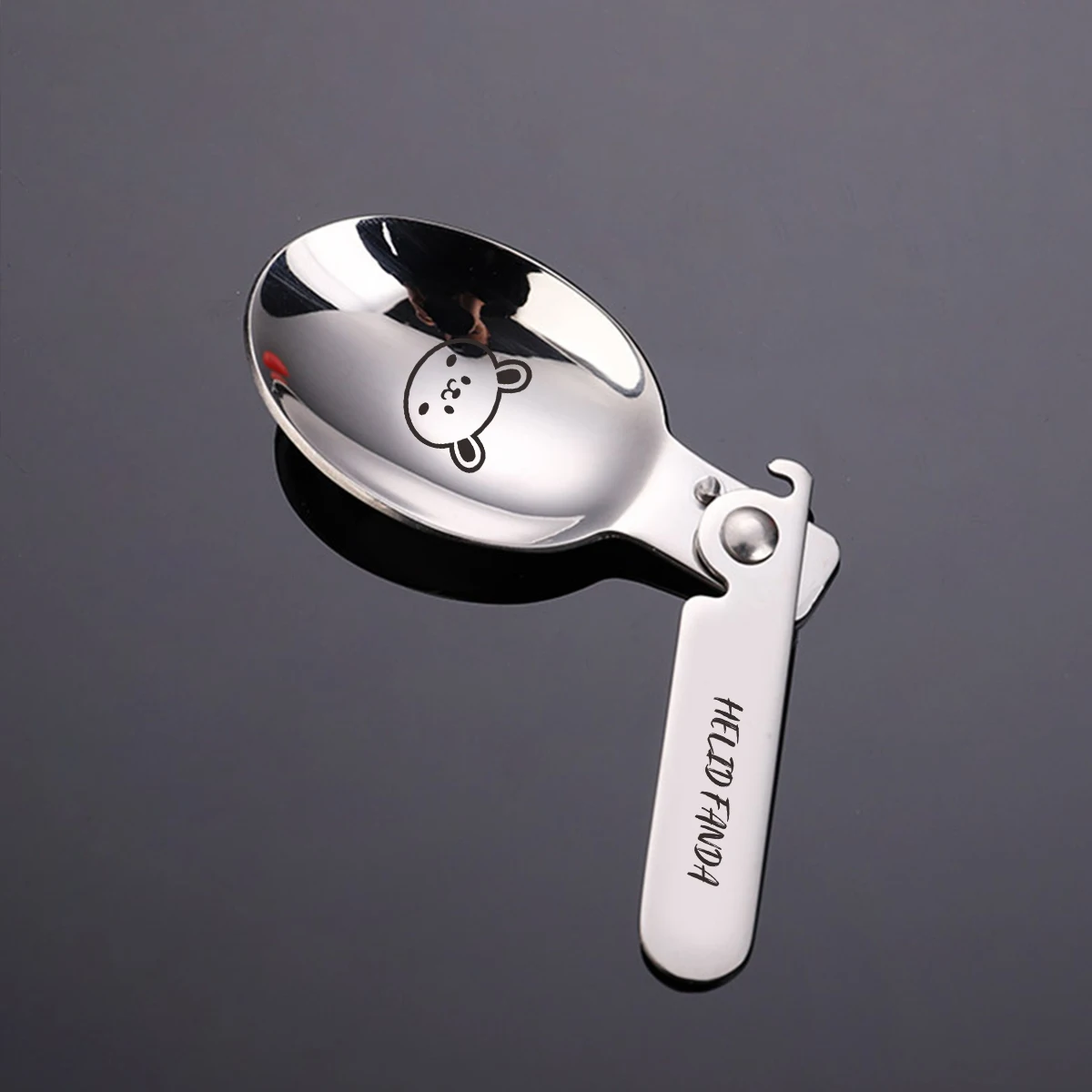 WORTHBUY Outdoor Portable Folding Spoon 304 Stainless Steel Soup Spoon Picnic Two-Fold Ice Cream Coffee Scoop Kitchen Tableware 4